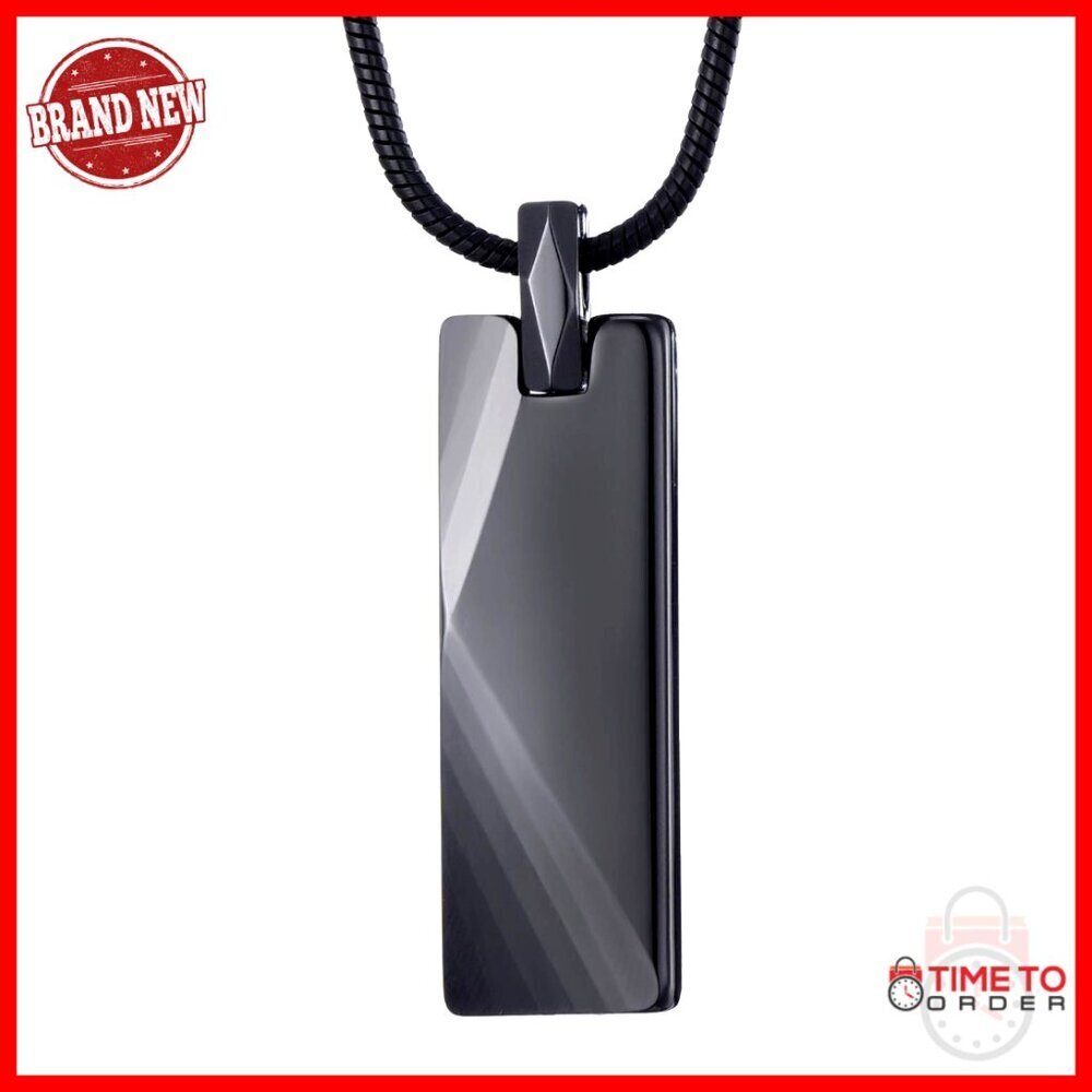 Men's Tungsten Bar Pendant Necklace with 22 Inch Stainless Steel Snake Chain